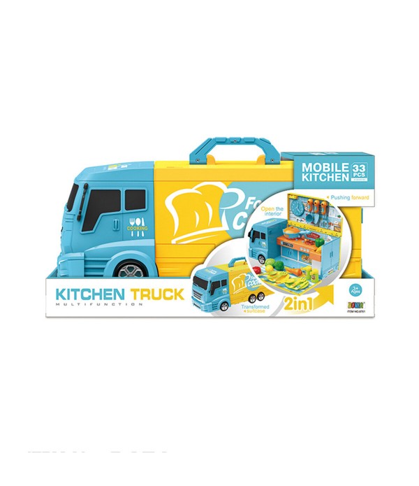 2 In 1 Kitchen Ice Cream Car Tool Set Car  Kitchen Cooking Car Toys Play Set Detachable House Toy for Kid Playset - 1