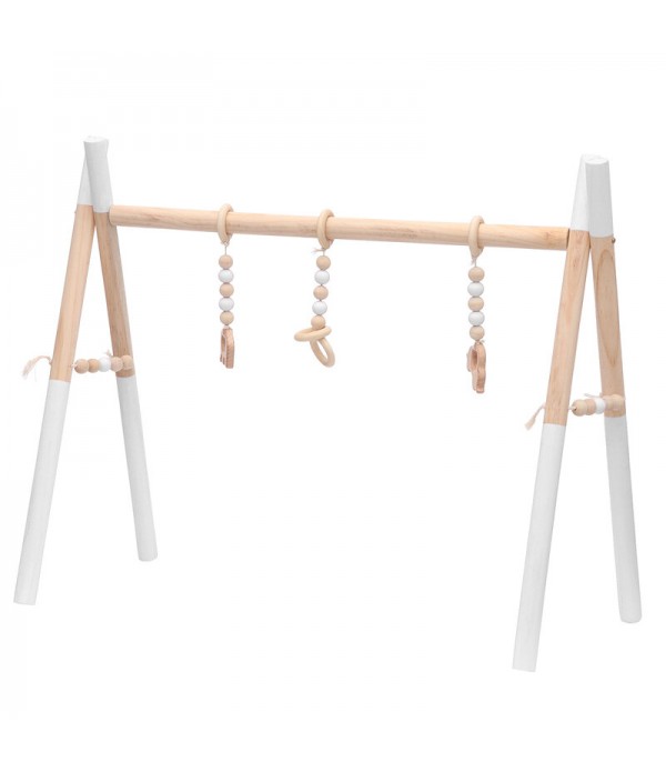 Wooden Baby Gym Toy Non Toxic Organic Play Stand Nursery Fun 3 Hanging Mobile Wood Rack Room Decoration -  Pink