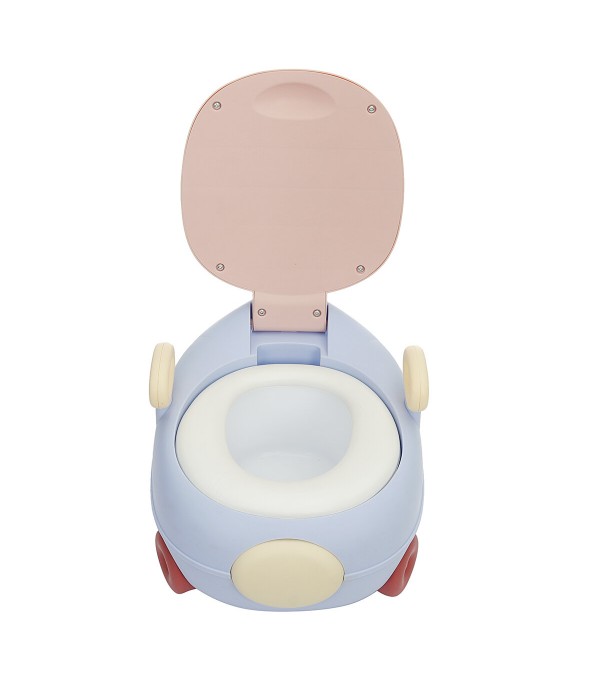 Baby Potty for Toddler Travel Potty Lid Potty Training Toilet Seat PU Cushion Double Anti-Slip Design and Splash Guard - Blue pi