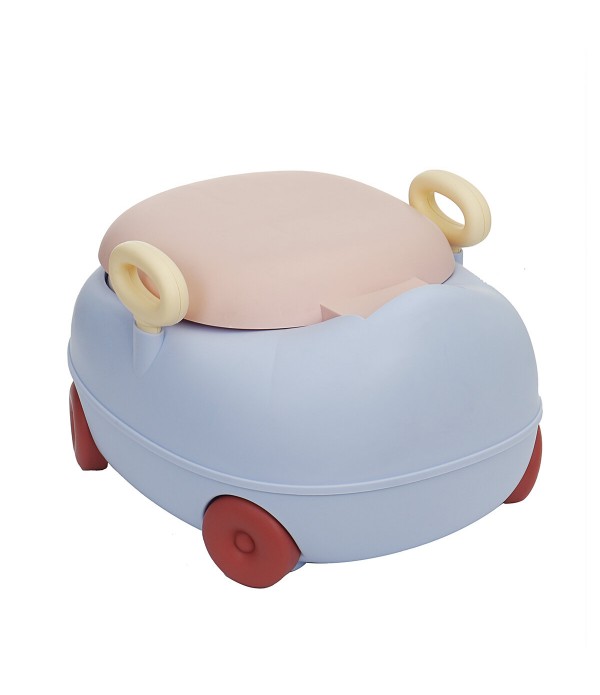 Baby Potty for Toddler Travel Potty Lid Potty Training Toilet Seat PU Cushion Double Anti-Slip Design and Splash Guard - Blue pi