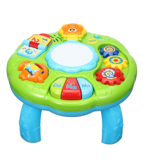 Educational Piano Pat Drum Musical Baby Activity Learning Table Game Playing Toys - Green