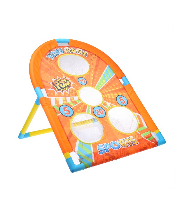 4 Holes Kids Collapsible Throwing Sandbag Toss Board Golf Cornhole Chipping Game with 6 Sandbags for Kids Toddlers