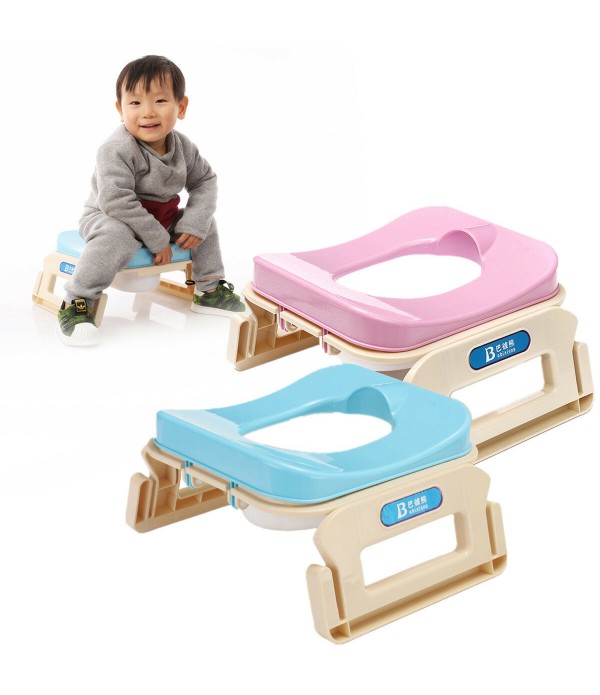 Kids Foldable Portable Travel Potty Chair Toilet Seat - blue