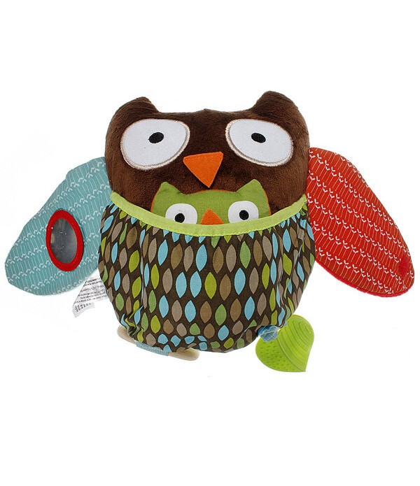 Baby Hug and Hide Animal Dog Owl Bear Monkey Sheep Plush Teether - Dog