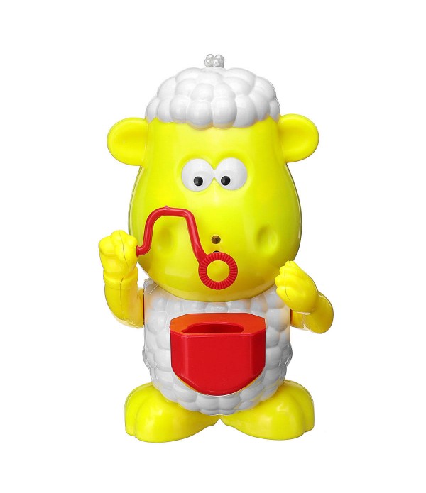 Kids Electric Bubble Tub Sheep Music Toys Automatic Shower Machine Blower Maker - Yellow