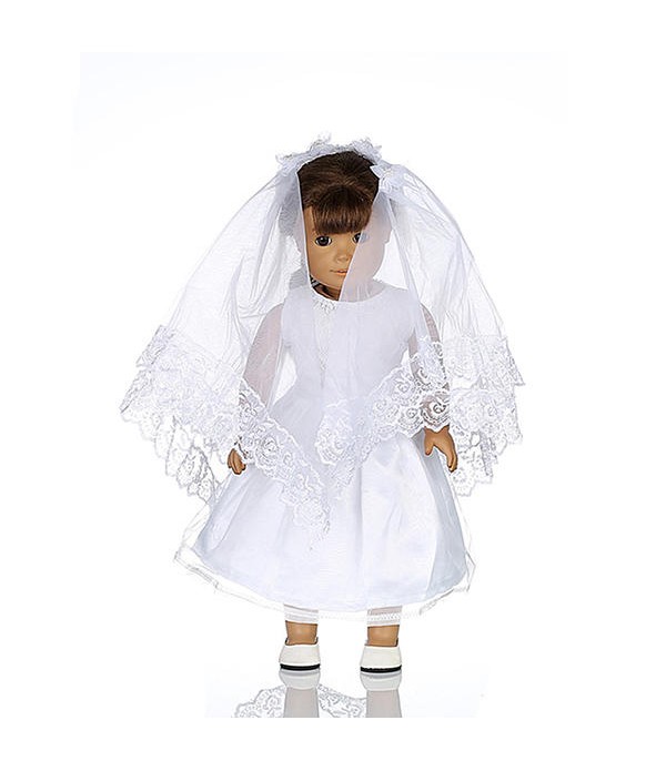 White Wedding Dress Veil Doll Clothes For 18inch A...