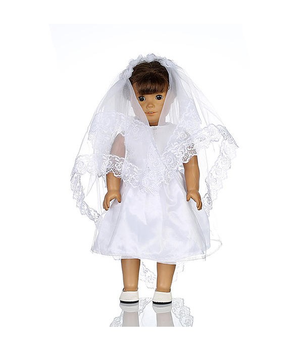 White Wedding Dress Veil Doll Clothes For 18inch A...