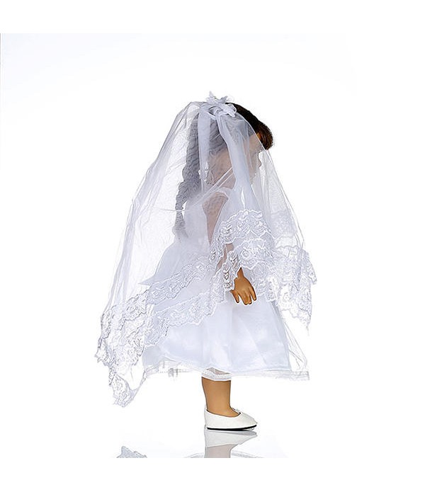 White Wedding Dress Veil Doll Clothes For 18inch American Girl