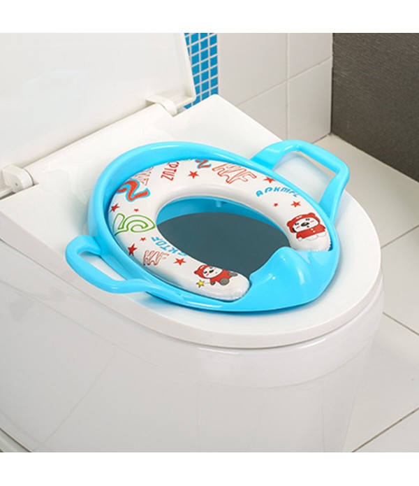 Child Toddler Kids Safety Seats Soft Toilet Training Trainer Potty Seat Handles - Blue