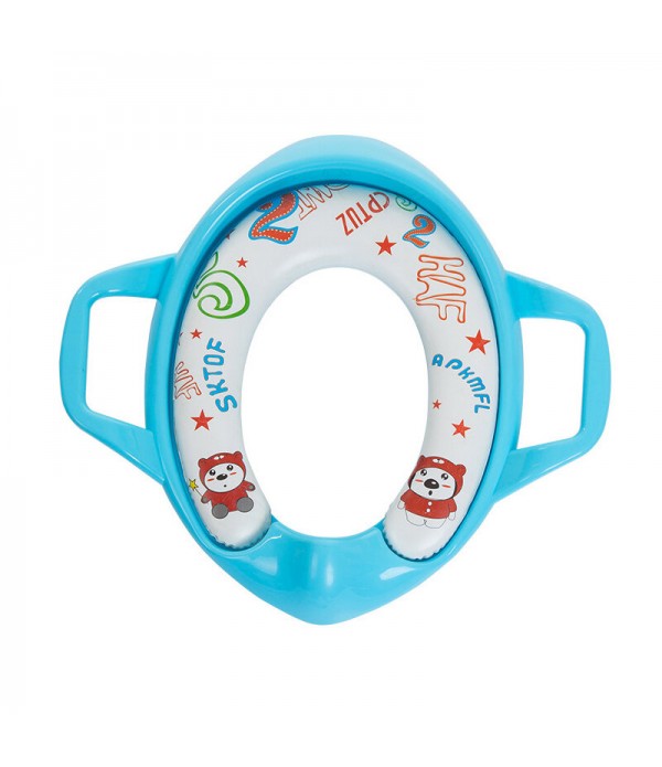 Child Toddler Kids Safety Seats Soft Toilet Training Trainer Potty Seat Handles - Blue