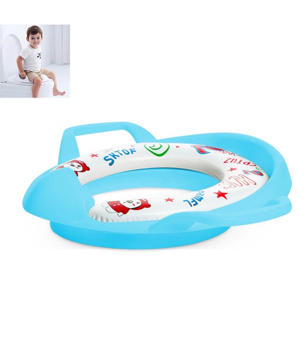 Child Toddler Kids Safety Seats Soft Toilet Training Trainer Potty Seat Handles - Blue