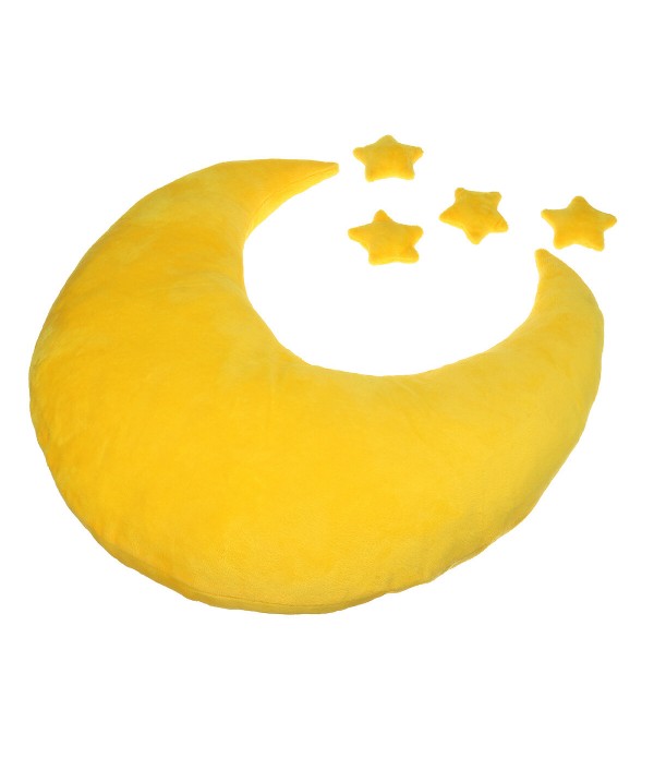 Newborn Baby Photography Props Moon Shaped Pillows Baby Photo Shoot Accessories with Stars Full-moon Baby Stuff - Coffee