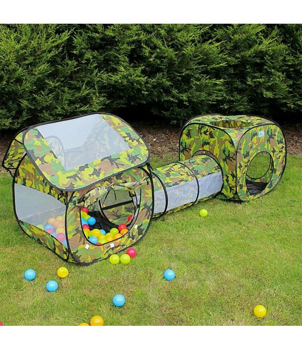 3pcs/Set Kids Play Tent Crawling Tunnel Foldable Camouflage Children Tent House Toys Portable Tunnel Game Toy