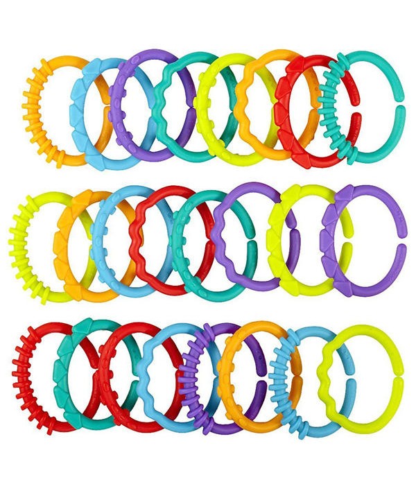 24Pcs Baby Colorful Rainbow Rings Kids Bed Stroller Hanging Toy Decoration Gift