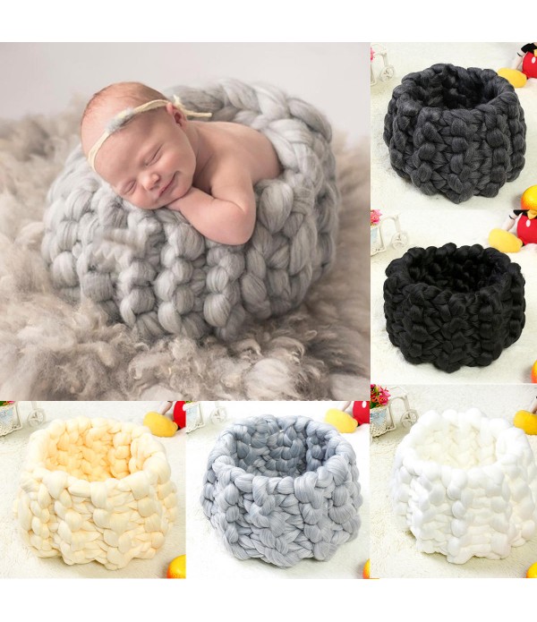 Nordic Knitted Cute Eggshell Newborn Baby Nest Hat Sleeping Bag Photo Props Photography Shoot Pillow -  Yellow