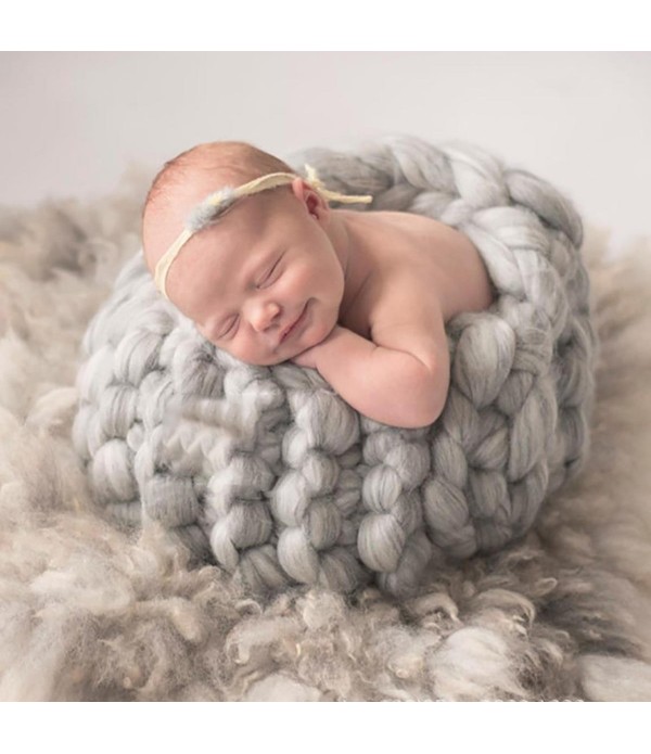 Nordic Knitted Cute Eggshell Newborn Baby Nest Hat Sleeping Bag Photo Props Photography Shoot Pillow -  Yellow