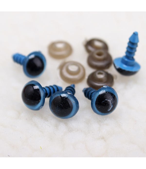 5 pcs Safety Plastic Eyes For Bear Soft Toys Snap Animal Dolls - 10mm Black