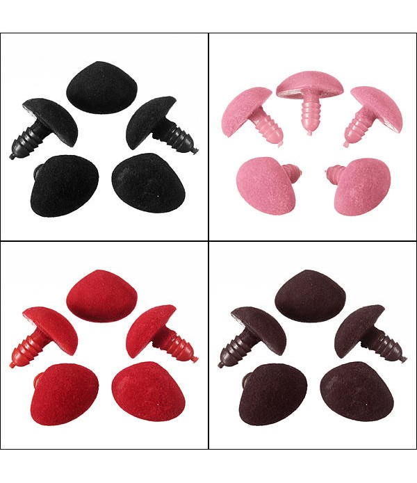 5Pcs Plastic Triangle Velvet Noses Buttons Eyes DIY For Bear Toy - Red