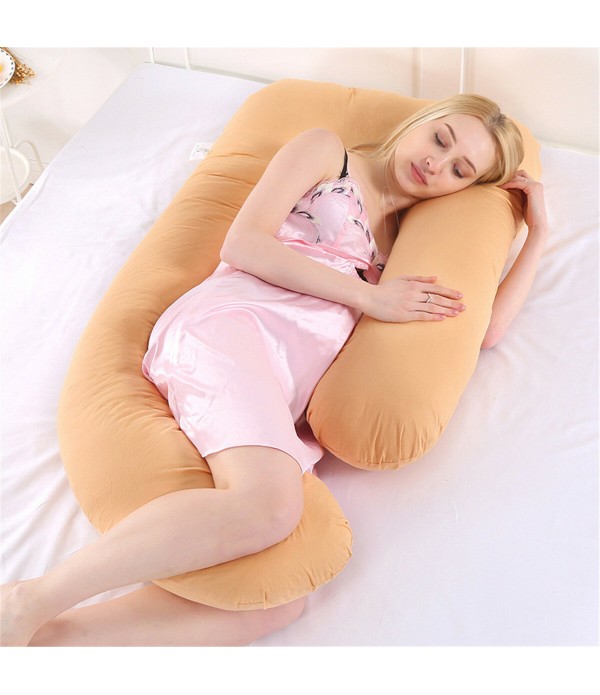 Multi-functional Mother Pillow Side Sleeper Pure Cotton Removable Washable U-shaped Napping Pillowcase - Camel