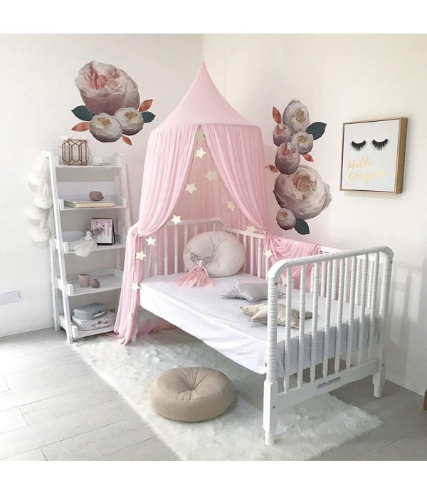 Nordic Style Chiffon Children Anti-mosquito Bed Net Breathable Hung Round Dome Bed Canopy Anti Insect Anti-mosquitoes Bed Net Li