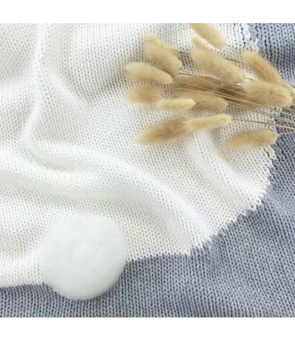 80*100CM 3D Rabbit Knitted Blanket New Baby Cotton Blanket Boy Girl Wool Warm Air Conditioning Blanket - Grey