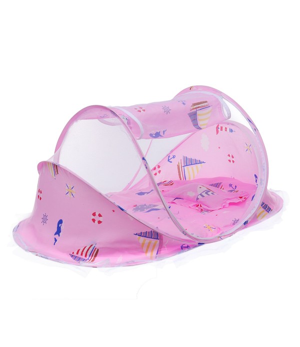 3Pcs Baby Mosquito Net Baby Crib Canopy Portable Encryption Foldable Yurt Shielding Bottomless Baby Crib Canopy - Pink