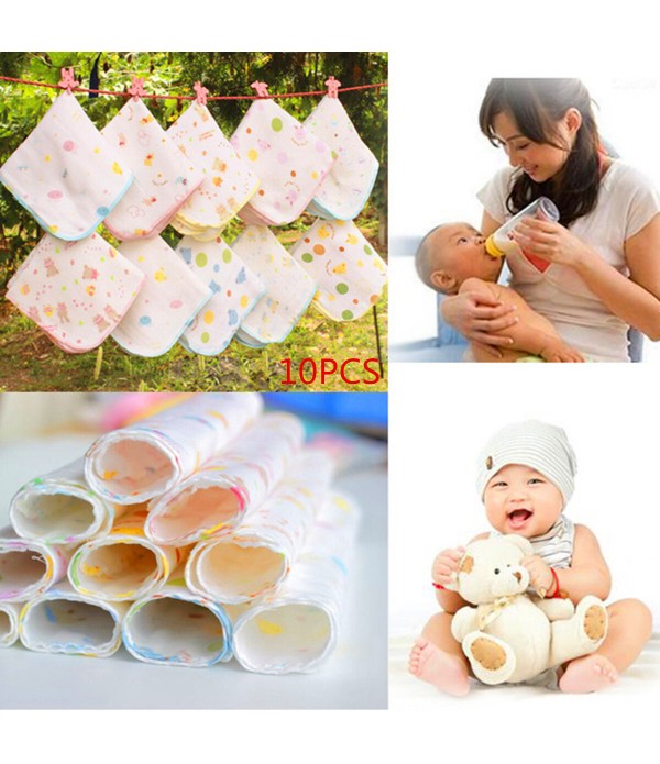 10 pcs 30X30cm baby cotton feeding towels