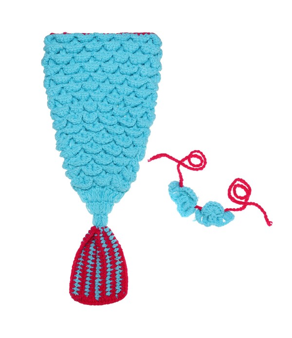 Baby handmade crochet mermaid clothing baby hundred days props yarn set - #07