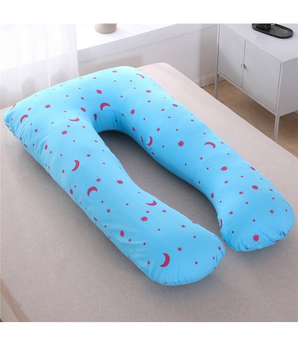 100% Cotton Full Body Pillow for Women U Shape Pillow Sleeping Support Pillow for Side Sleepers - Colorful Clouds