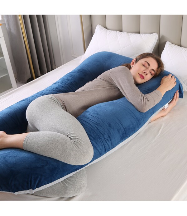 Full Body Pillow, 55 inches Pillow for Women, Comfort U Shaped Zootzi Pillow with Removable Washable Velvet Cover - Grey