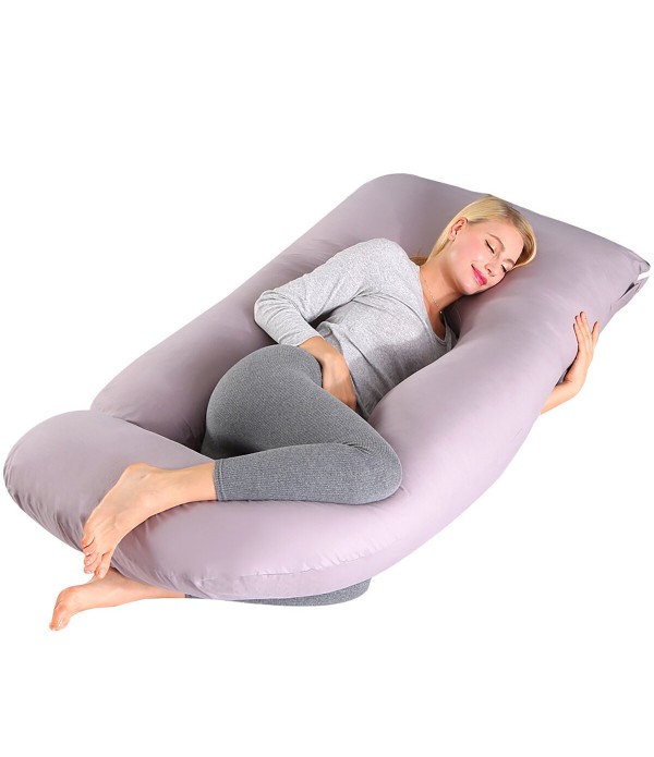 70x180cm Mom Pillow Belly Contoured Body J Shape Extra Comfort - Gray