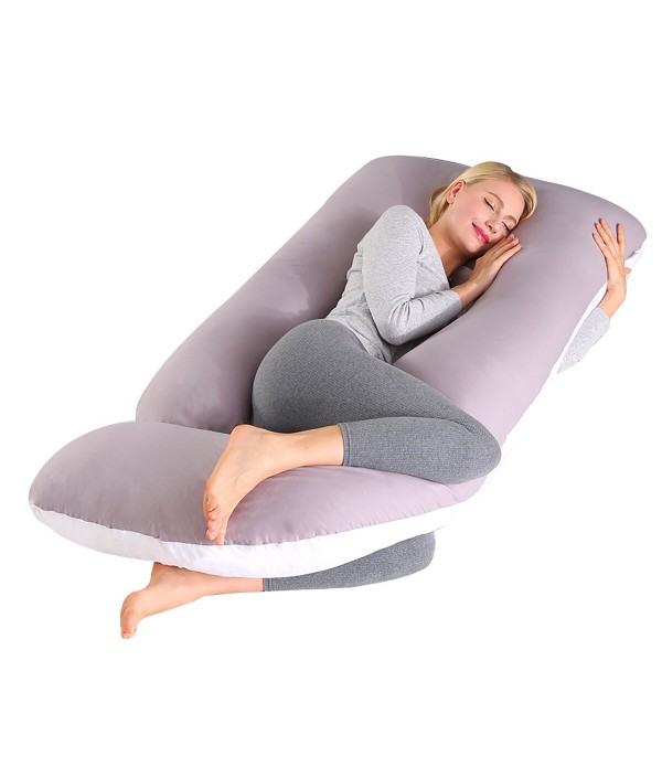 70x180cm Mom Pillow Belly Contoured Body J Shape Extra Comfort - Gray