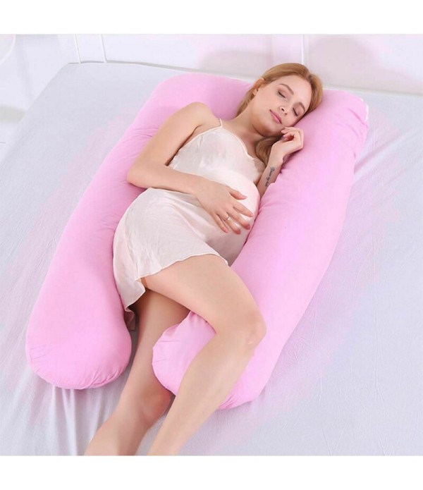 U Type Pillow U Shaped Body Support Comfortable Pillow with 100% Washed Cotton Zipper Cover, Back and Belly Support, Idea for Si