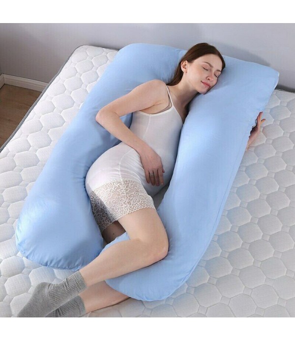 U Type Pillow U Shaped Body Support Comfortable Pillow with 100% Washed Cotton Zipper Cover, Back and Belly Support, Idea for Si