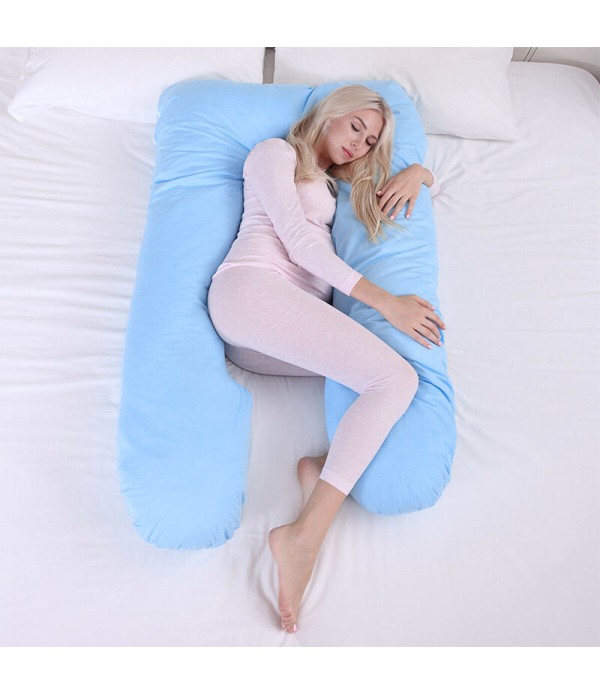 U Type Pillow U Shaped Body Support Comfortable Pillow with 100% Washed Cotton Zipper Cover, Back and Belly Support, Idea for Si