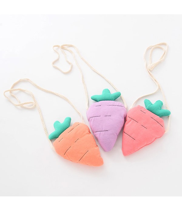 Lovely Fruit Crossbody Bags Kids Cuit Carrot Cotton Coin Purse Children Girls Casual Bag - Light Purple