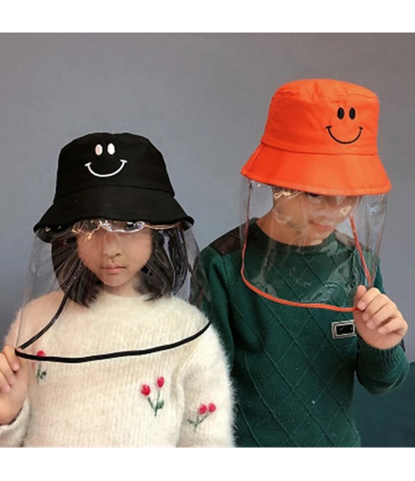 Children's Fisherman Hat Detachable Face Screen Windproof Transparent Dust Cap - Black