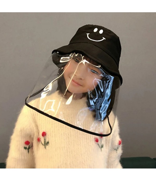 Children's Fisherman Hat Detachable Face Screen Windproof Transparent Dust Cap - Black