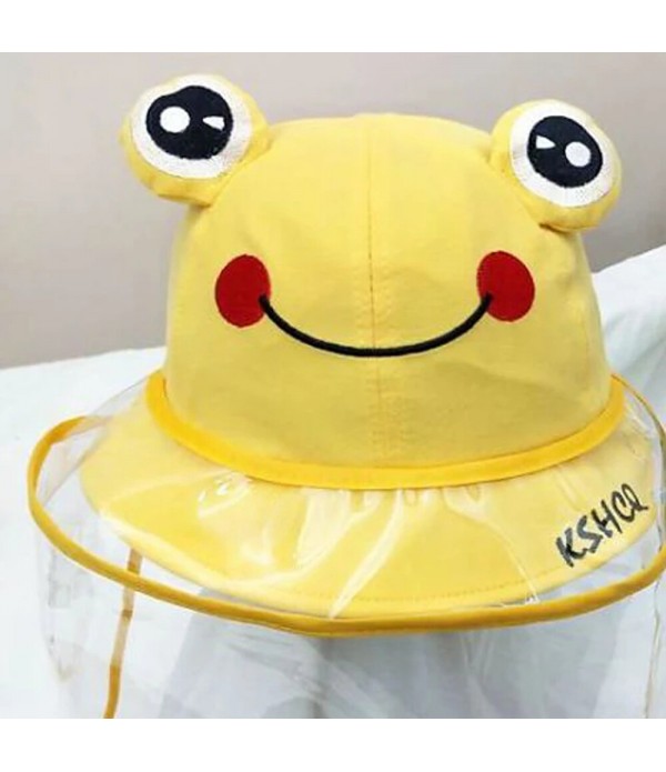 Children's Dust Cap Detachable Face Screen Windproof Transparent Fisherman Hat - Coffee yellow