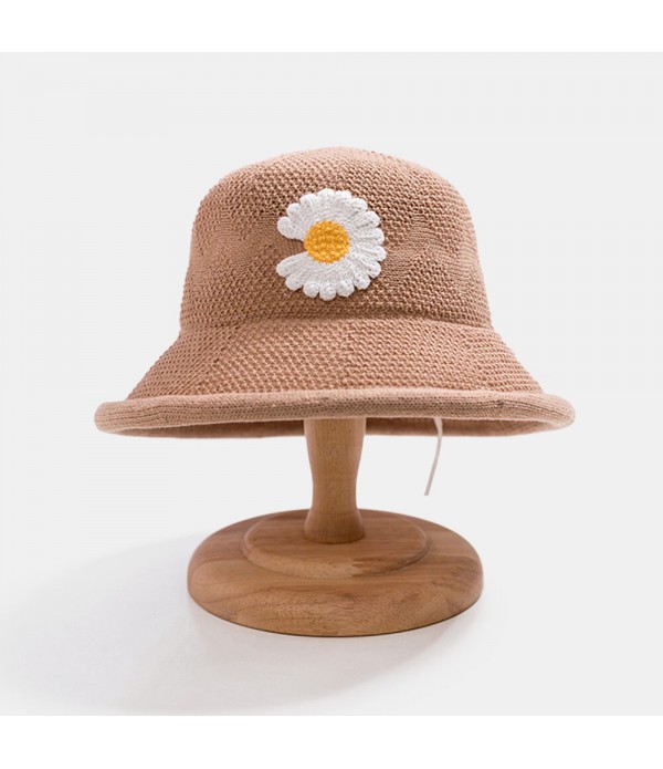 Chrysanthemum Straw Hat Children's Sun Hat Removable Face Screen - Khaki 001