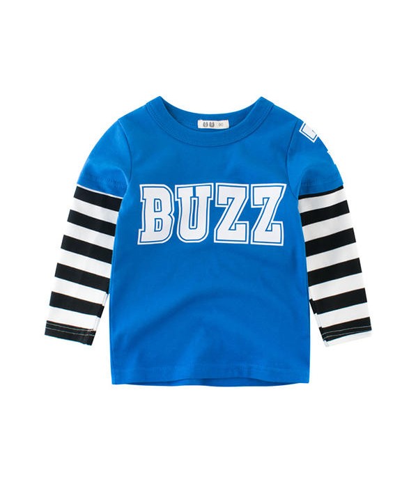 Boys Kids Striped Patchwork Long Sleeve T-Shirts - 12 Blue