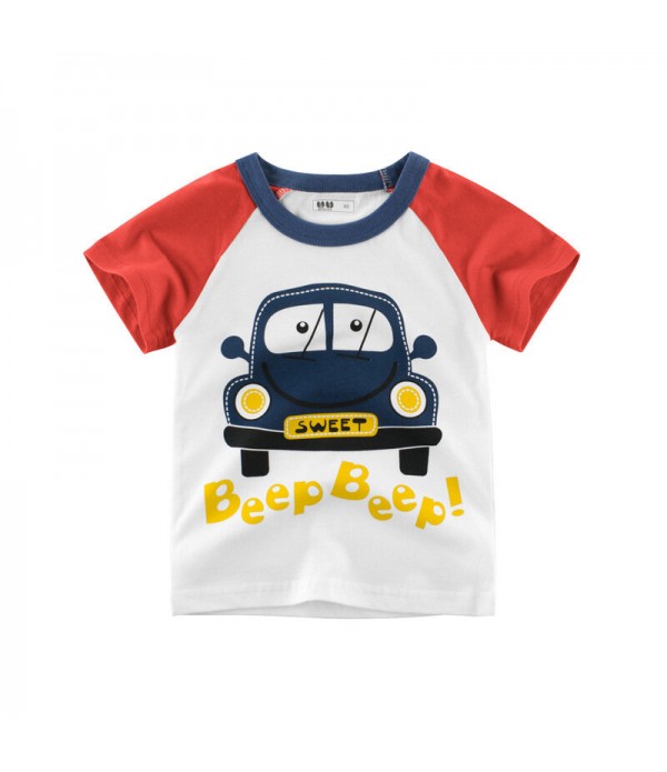 Boys Kids Car Printed Short Sleeve T-Shirts For 3Y-12Y  - 5 Blue