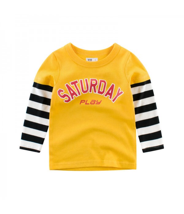 Boys Kids Striped Patchwork Long Sleeve T-Shirts F...