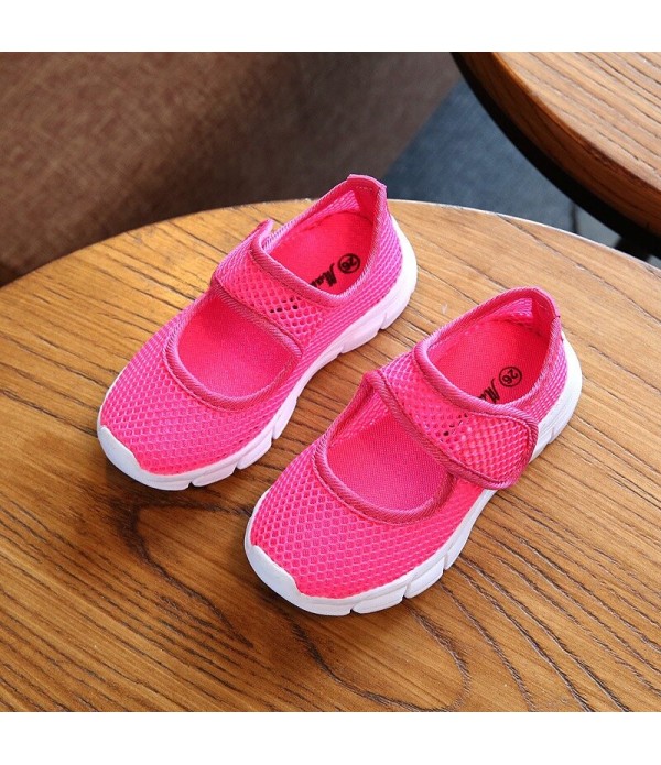 Girls Mesh Breathable Pure Color Hook Loop Casual Kids Shoes - White