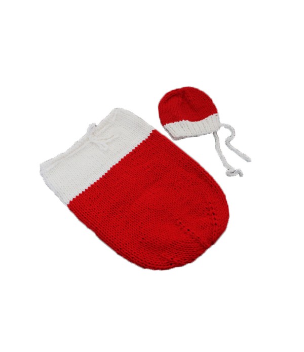 Newborn Baby Crochet Knit Costume Photography Photo Prop Snowman Hat Cap Set Christmas Gift - Red