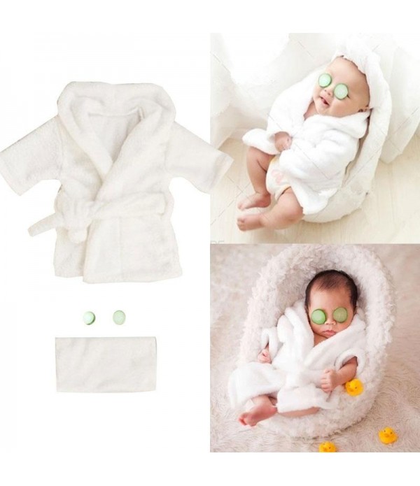 Funny Studio Shooting Accessories Photography Baby Bath Robe Towel White Flannel Baby Shooting Clothes Photography Props - White