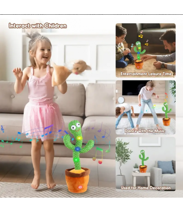 Baby Dancing Cactus, Talking Cactus Toys, Wriggle Singing Cactus, Repeat What You Say, Baby Boy Toy, Plush Electric Speaking Cactus ,Baby Girl 15 Second Voice Recorder Toy