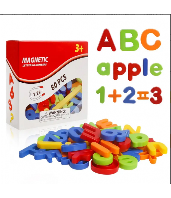 Magnetic Letters And Numbers For Educating Kids Plastic Alphabet Fridge Magnets ABC Words Numbers Educational Learning Toys Spelling Counting Uppercase Lowercase For Kindergarten Toddlers ( 80PCS )