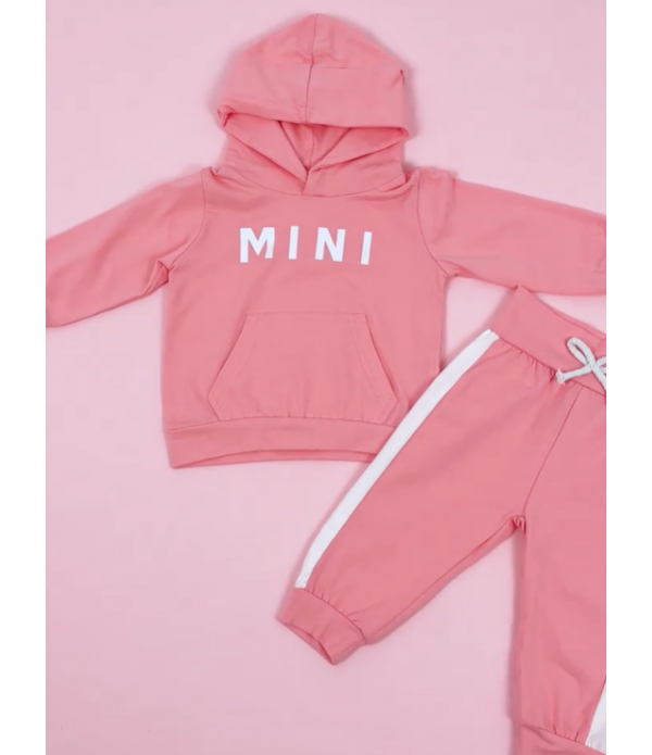 2pcs Baby Girl Letter Pattern Hoodie & Laced Pants