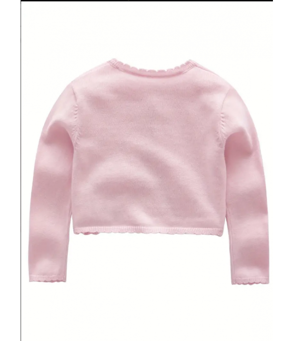 Baby Girls Cute Floral Embroidery Plain Color Knit...